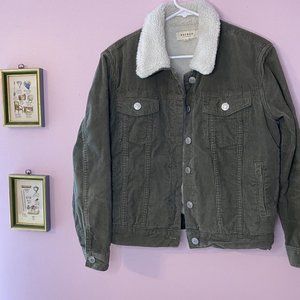 PacSun Olive Sherpa Classic Fit Corduroy Jacket MEDIUM *UNISEX*